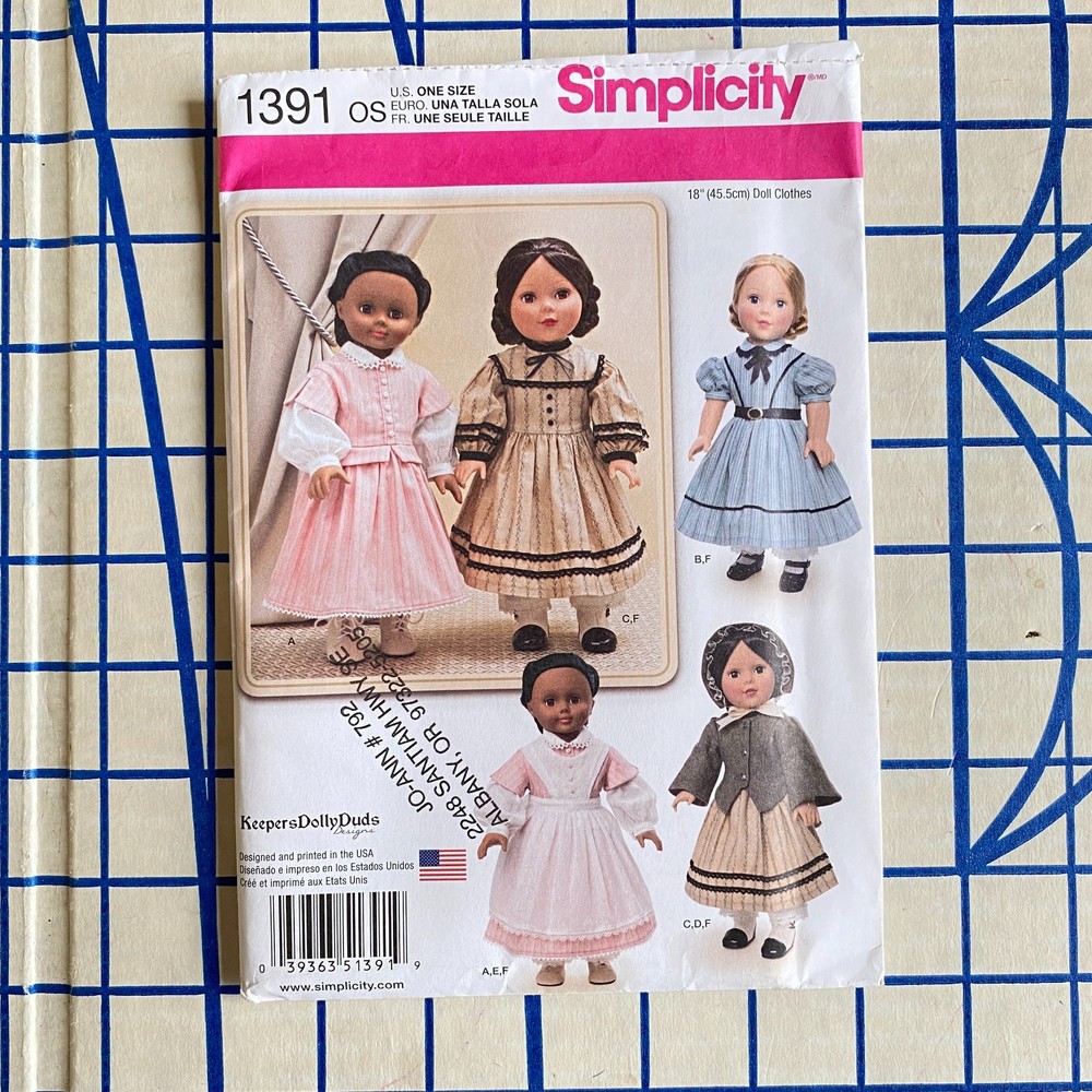 Uncut Historical Dresses Pattern 18" Doll Simplicity 1391