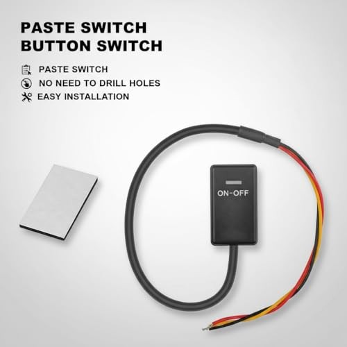 DIY Button Switch Paste Type ON/Off for Fog Light, 12V/1A, White LED, Double