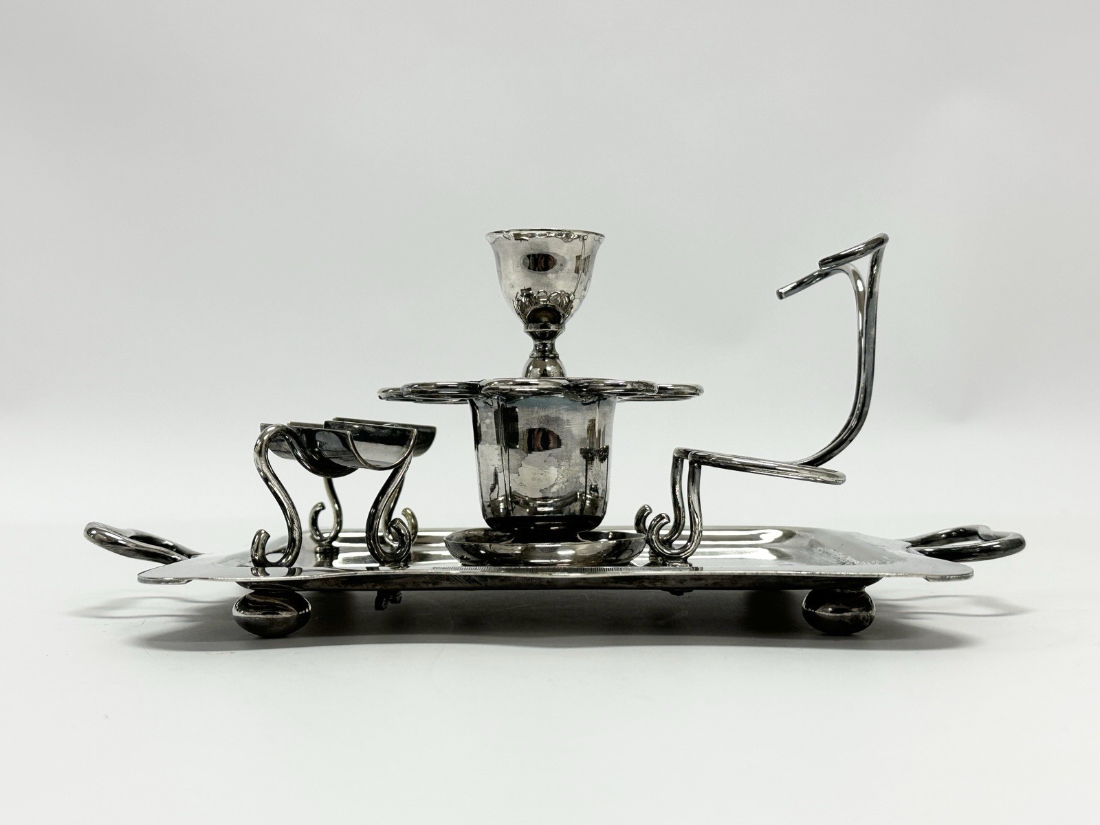 Antique English William Hutton & Sons Silver Plated Cigar Server Ca. 1880