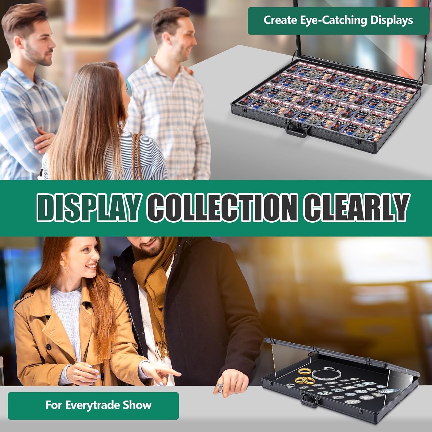 36"X24" Acrylic Clear Top Display Locking Travel Case Trading Coin/Card/Jewelry