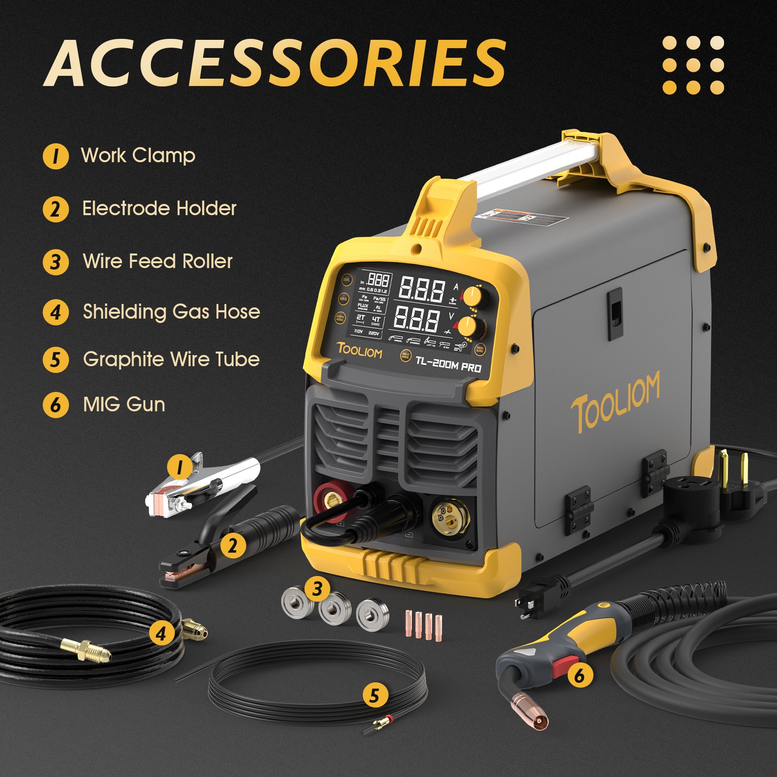 5in1 200A MIG Aluminum Welder MIG/Flux MIG/Lift TIG/Stick/Spool Gun 110/220V