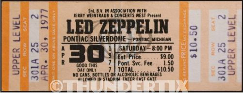 5 1968 -77 UNUSED FULL TICKETS Cream, Hendrix, Led Zeppelin, Pink Floyd reprint