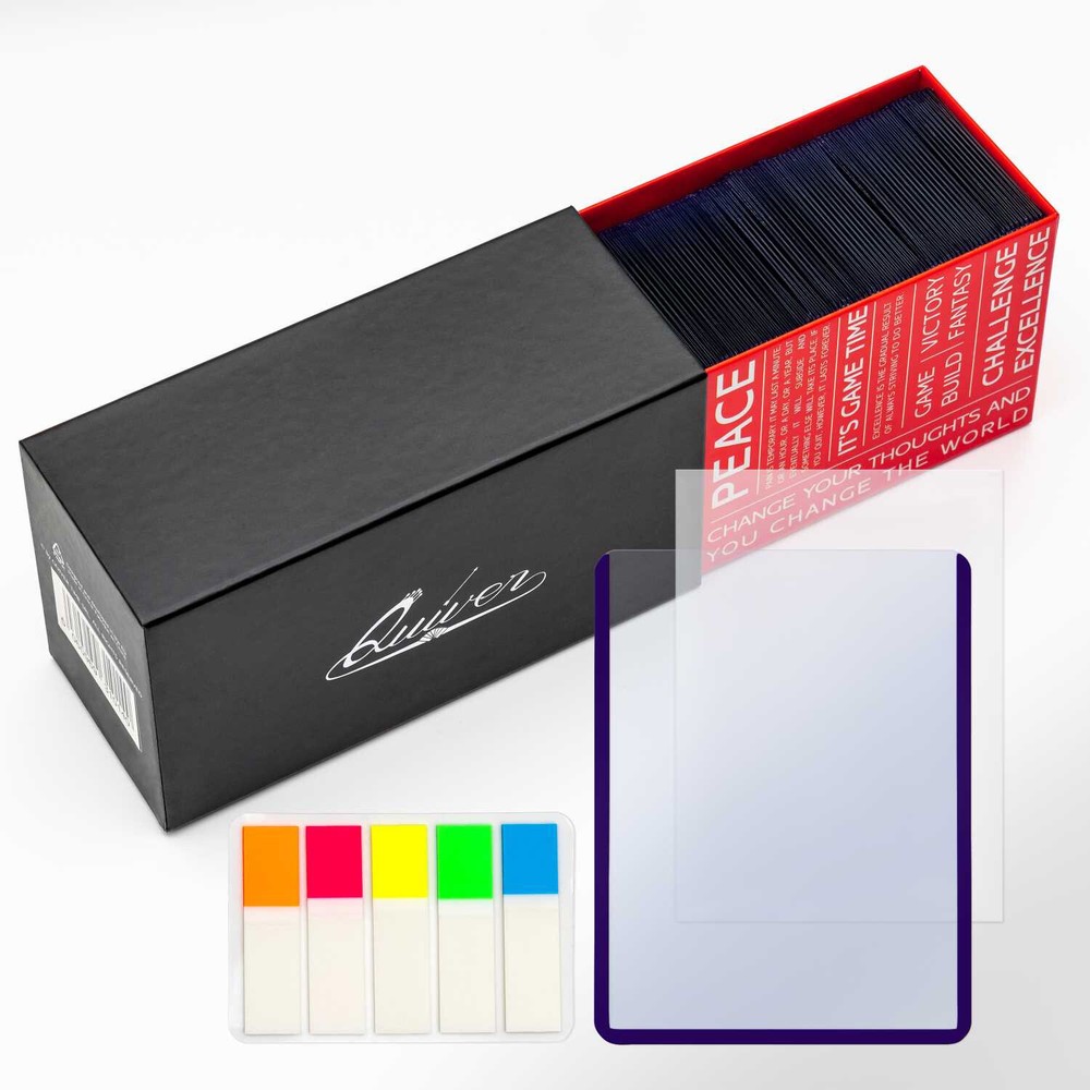 Quiver 100 Count Top Loader for Cards + 100 Soft Card Sleeves + 100 Pull-Tabs