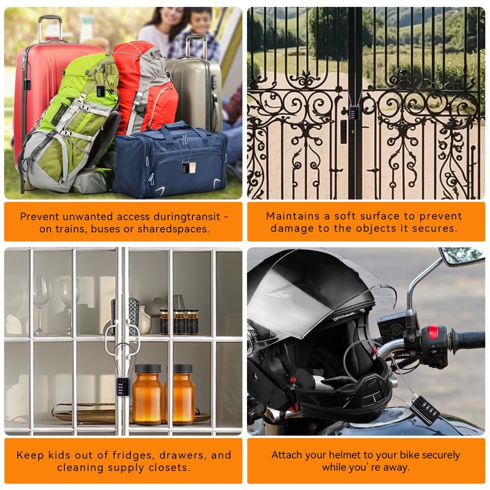 ® Compact Design Twins Resettable 4-Digit Combination Padlock, Extra Long Cab...