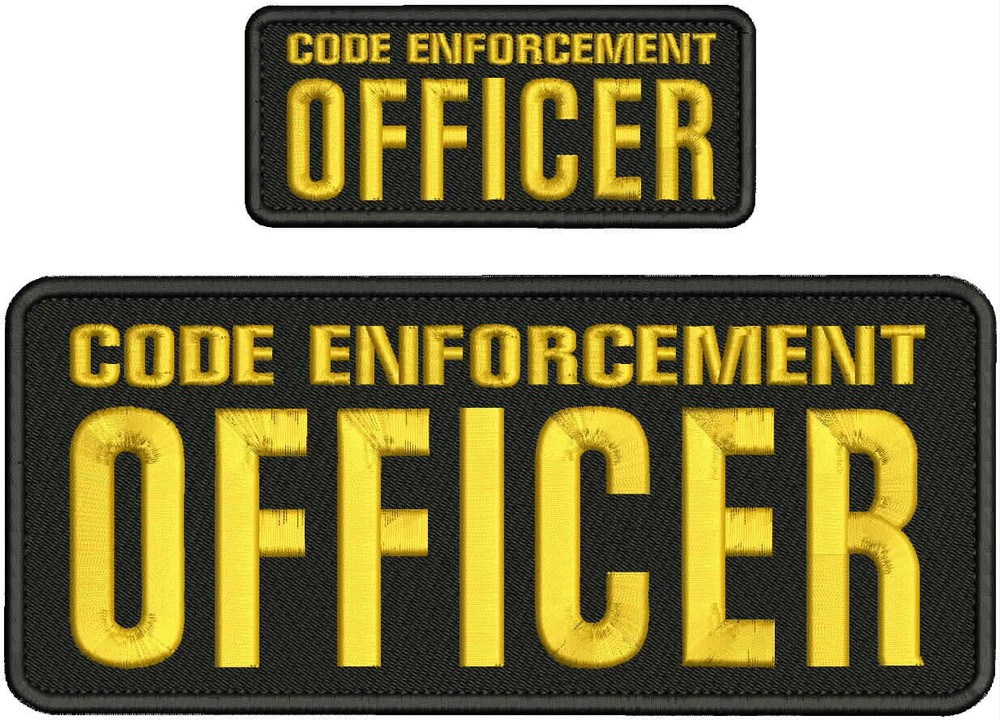 CODE ENFORCEMENT OFFICER 2 EMBROIDERY PATCHS 10X4 AND 5X2'' VELCR@ ON BACK