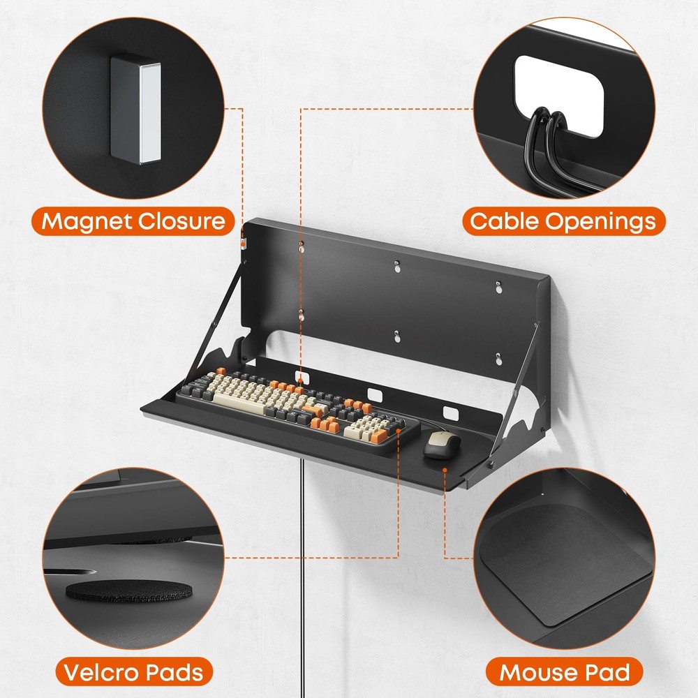 Flip Down Keyboard Tray Wall-Mount