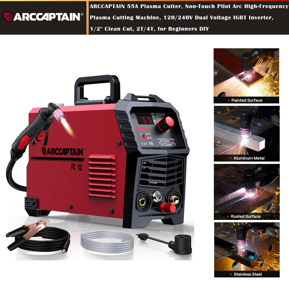 ARCCAPTAIN 55A Plasma Cutter Non-Touch Pilot Arc High-Frequency Plasma Cutting