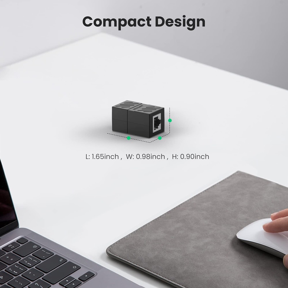 UGREEN RJ45 Coupler Ethernet Extender Connector 5 Pack Inline 5 Pcs, Black