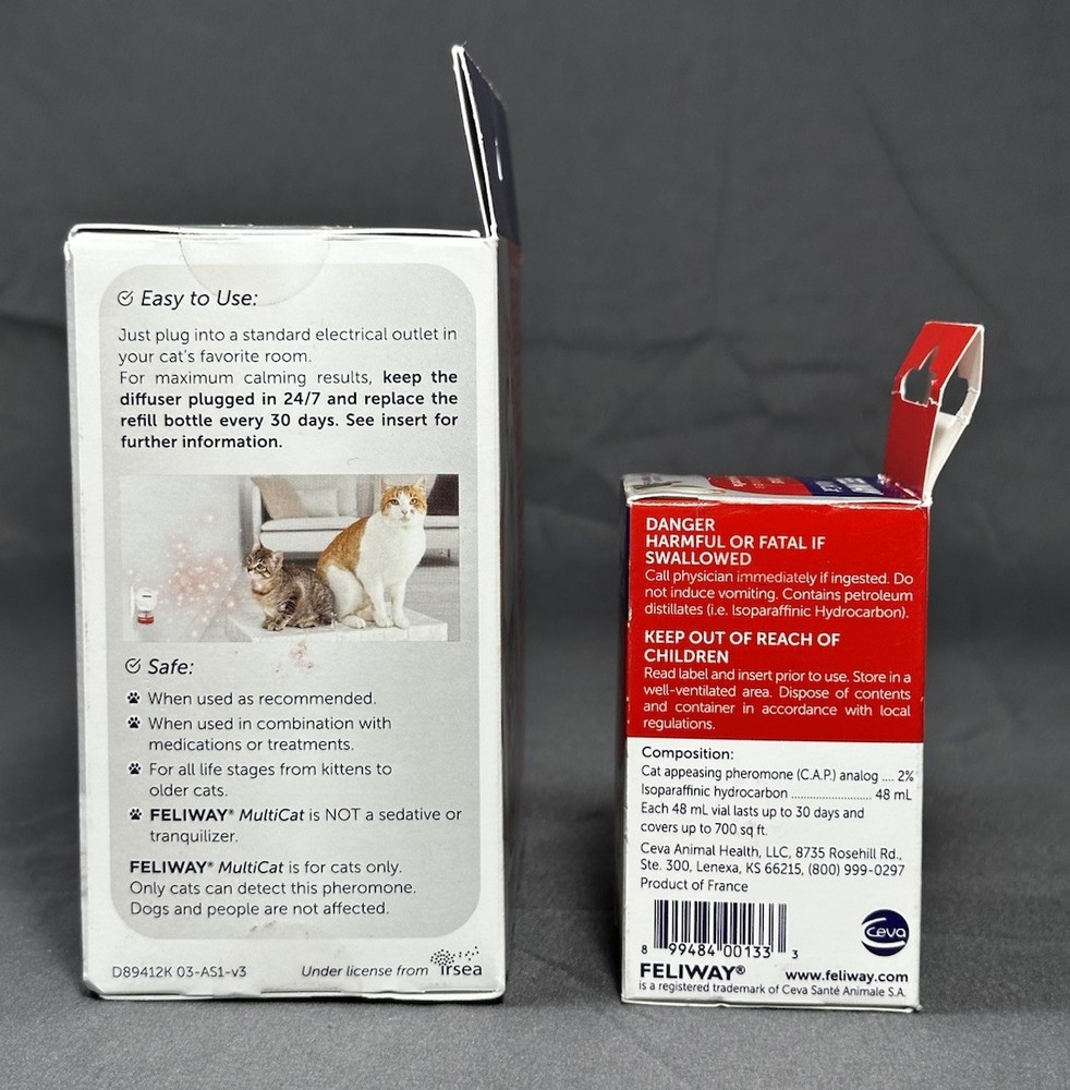 FELIWAY MULTICAT Plug In Diffuser With Refill Sealed Plus 1 NEW Extra Refill