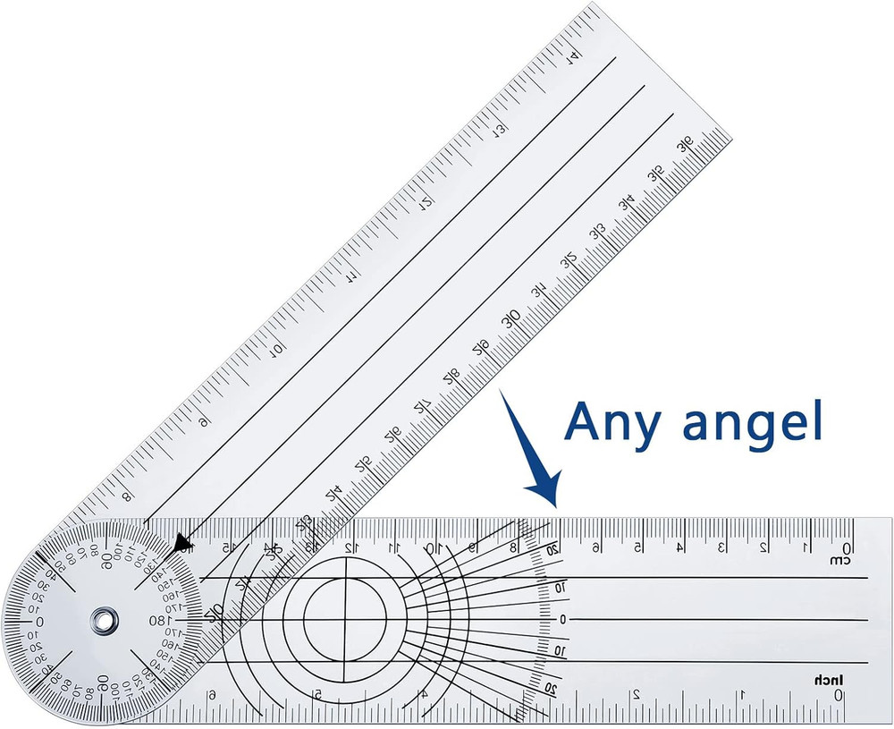 2 Pcs Plastic Goniometer Quick Protractor Clear Angle Finder Ruler with 7 Inch A