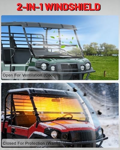 Heavy Duty Anti-Scratch Mule Pro Flip Down Windshield Compatible with 2015