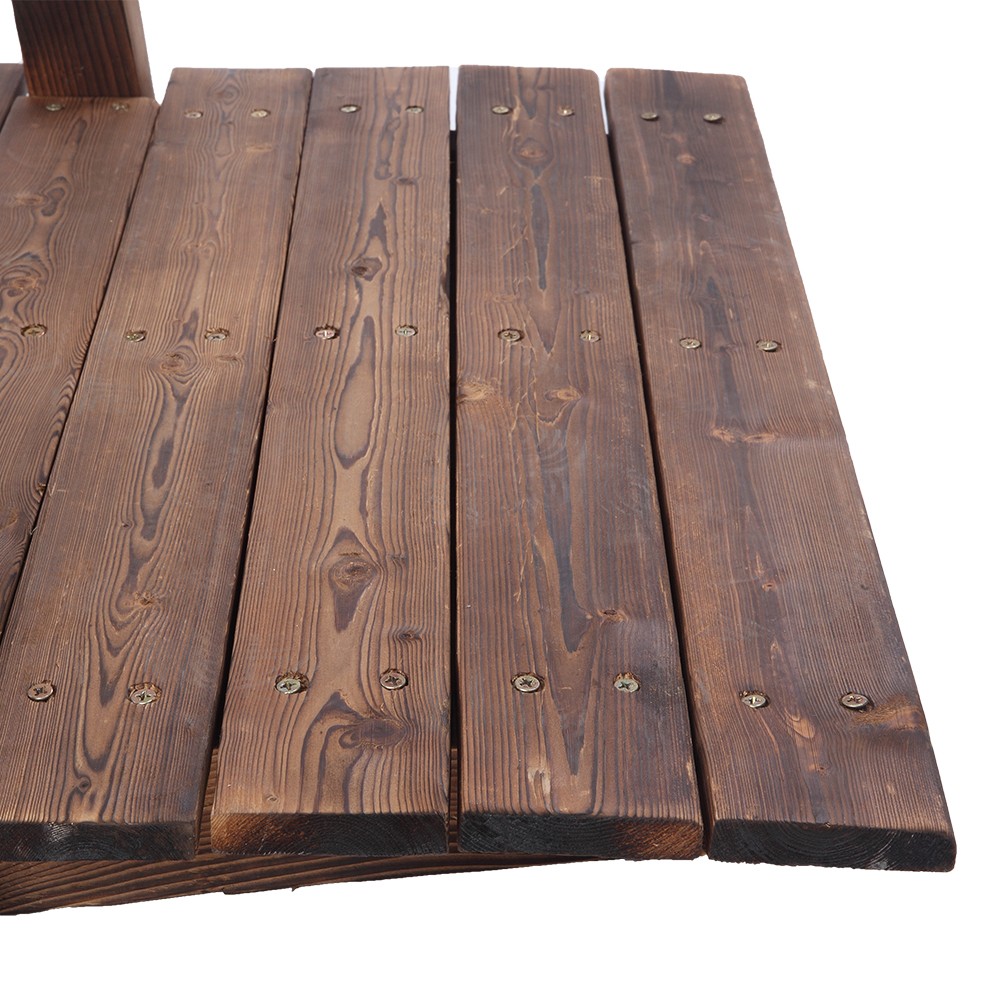 5ft Garden Bridge Classic Wooden Arch w/ Safety Rails Footbridge Decorative Pond