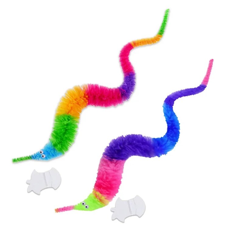 SUPER *RAINBOW MAGIC WORMS USA ~ 5 / 10 / 20 / 40 Pcs Twisty Fuzzy Wiggle Favor