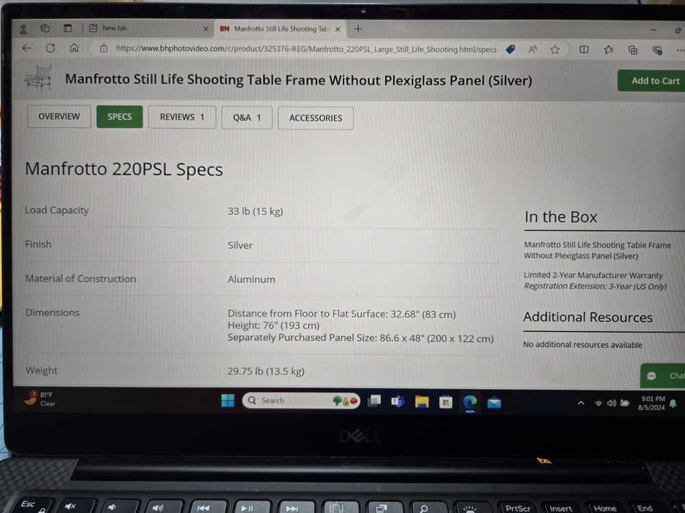 Manfrotto Still Life Shooting Table