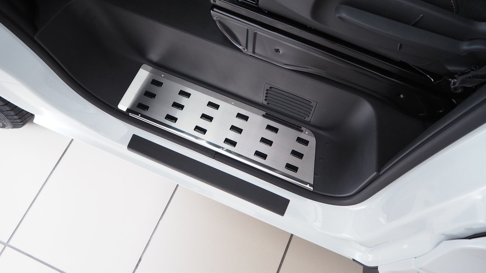 Renault Trafic 2014- Black Front Inner Step Covers | Silver