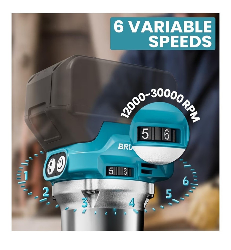 Cordless Compact Router Compatible with Makita Battery (Bare Tool), 6 Variable