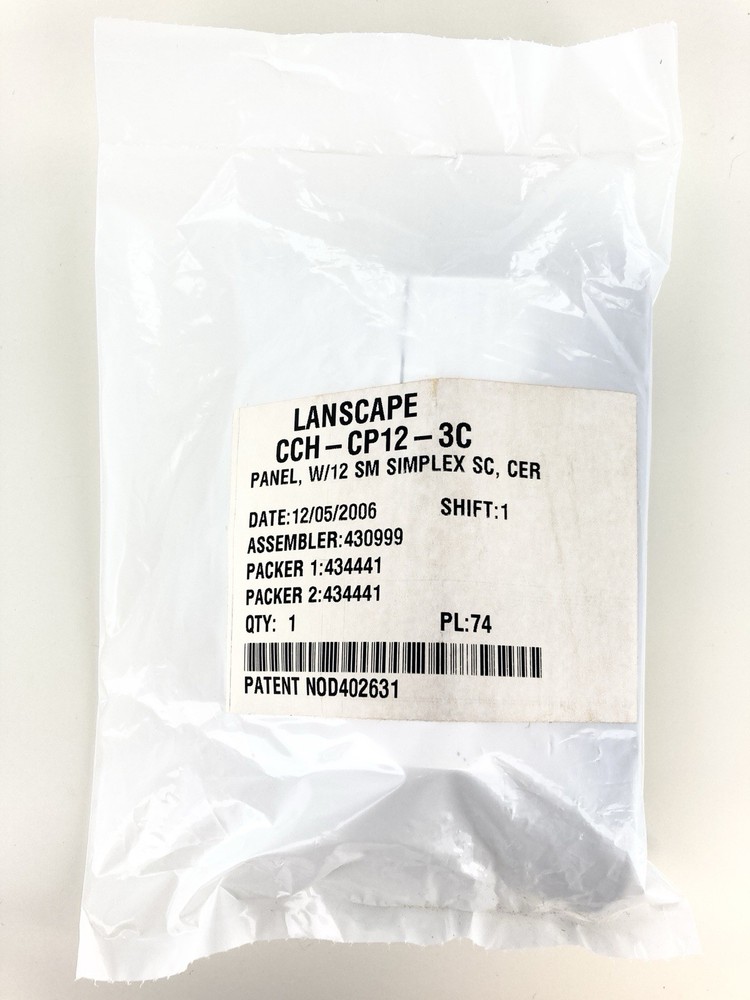 Corning CCH-CP12-3C Panel 12 SC Singlemode/SM, Simplex, 12 Fiber OS2 UPC *NEW*