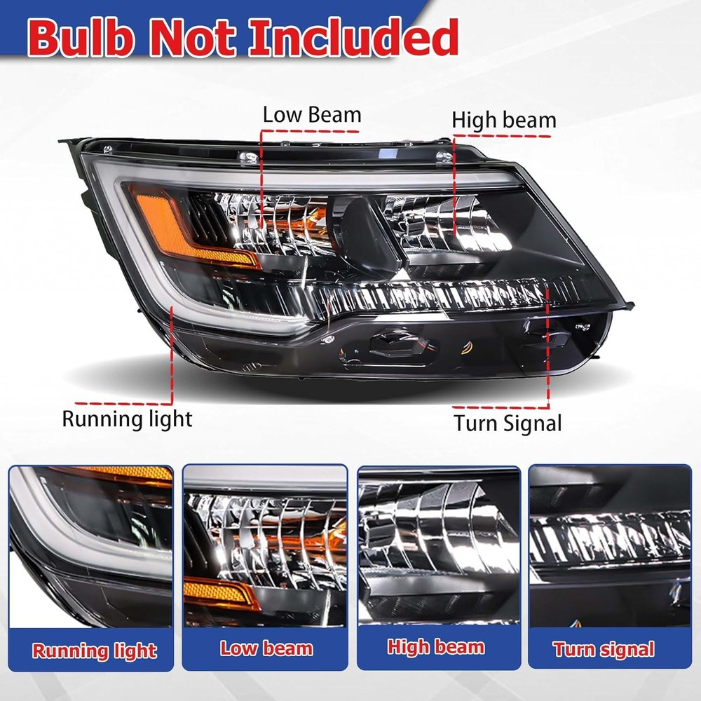 Passenger Side Headlights Assembly Halogen with DRL Replacement for Explorer