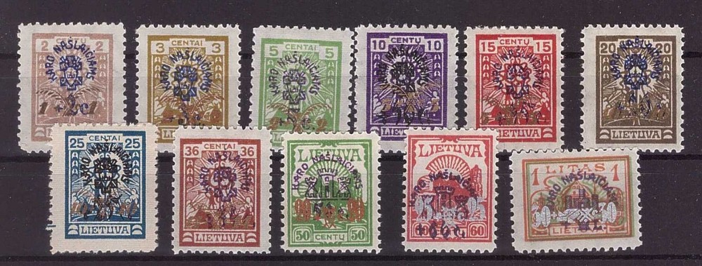 1926 Lithuania Mi 246-256. "War Orphans Benefit Second Issue", MH