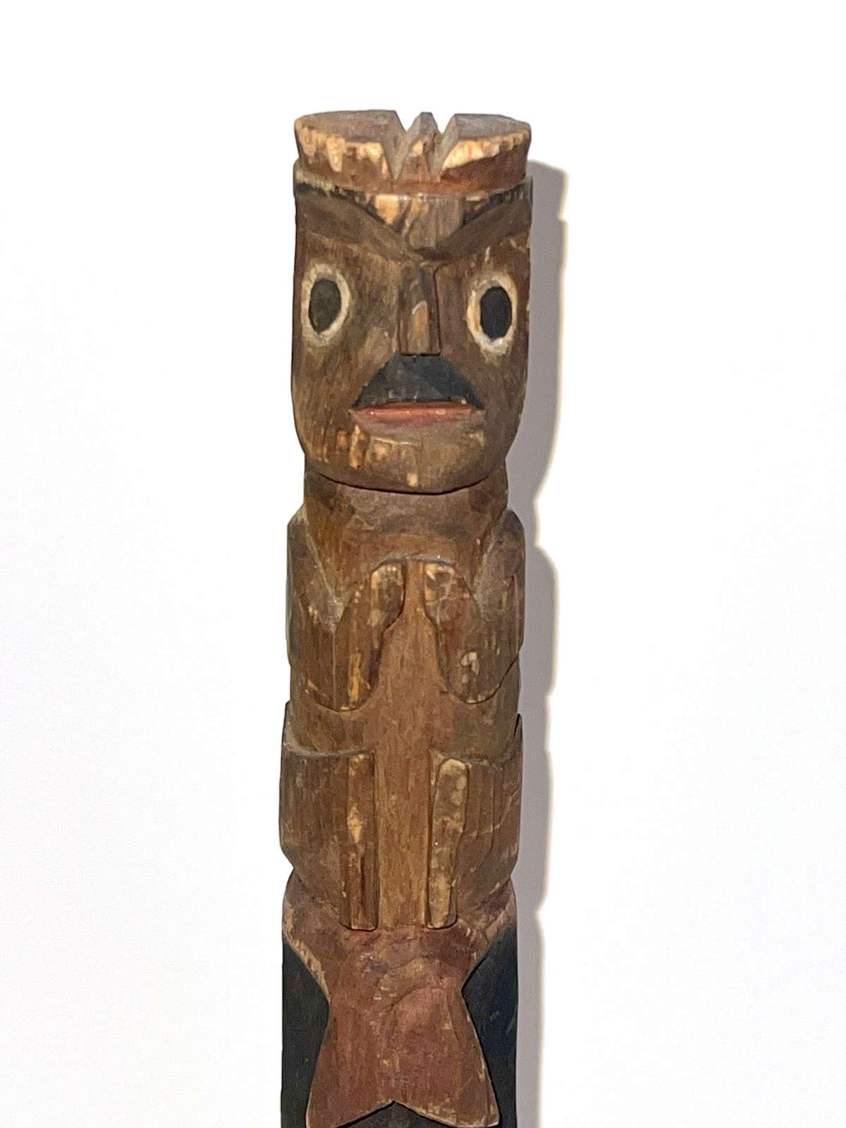 Native American Indian Pacific Northwest Coast Wood Cavred Totem; 13 1/2" Tall