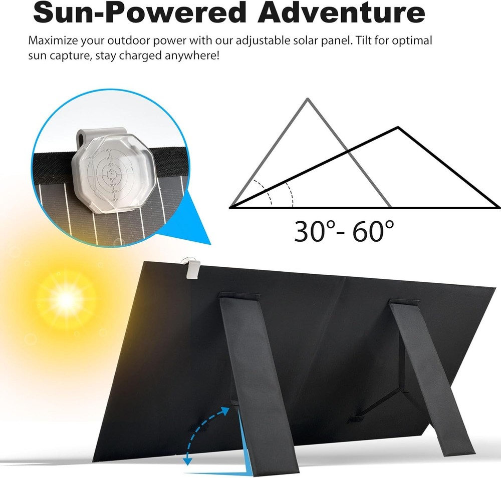 12V 100W Foldable Off Grid Solar Panel Folding Solar Charger Camping Refurbished