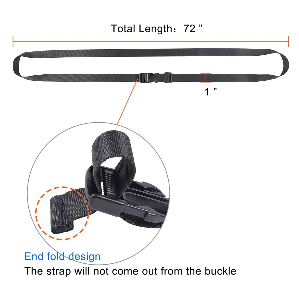 Masterwise Buckle Straps with Clips, Adjustable Nylon 7’x1", Black