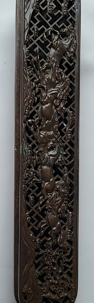 Antique Rectangular Bronze Horse Incense Burner 长方形群奔马青铜熏香炉 j8