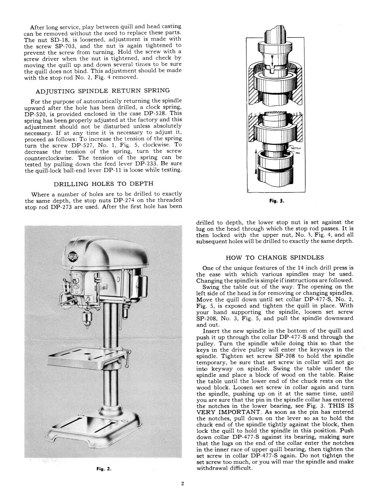Delta 14" Mod B Drill Press 14-207B, 14-208B Instruct & Parts List Manual #1905