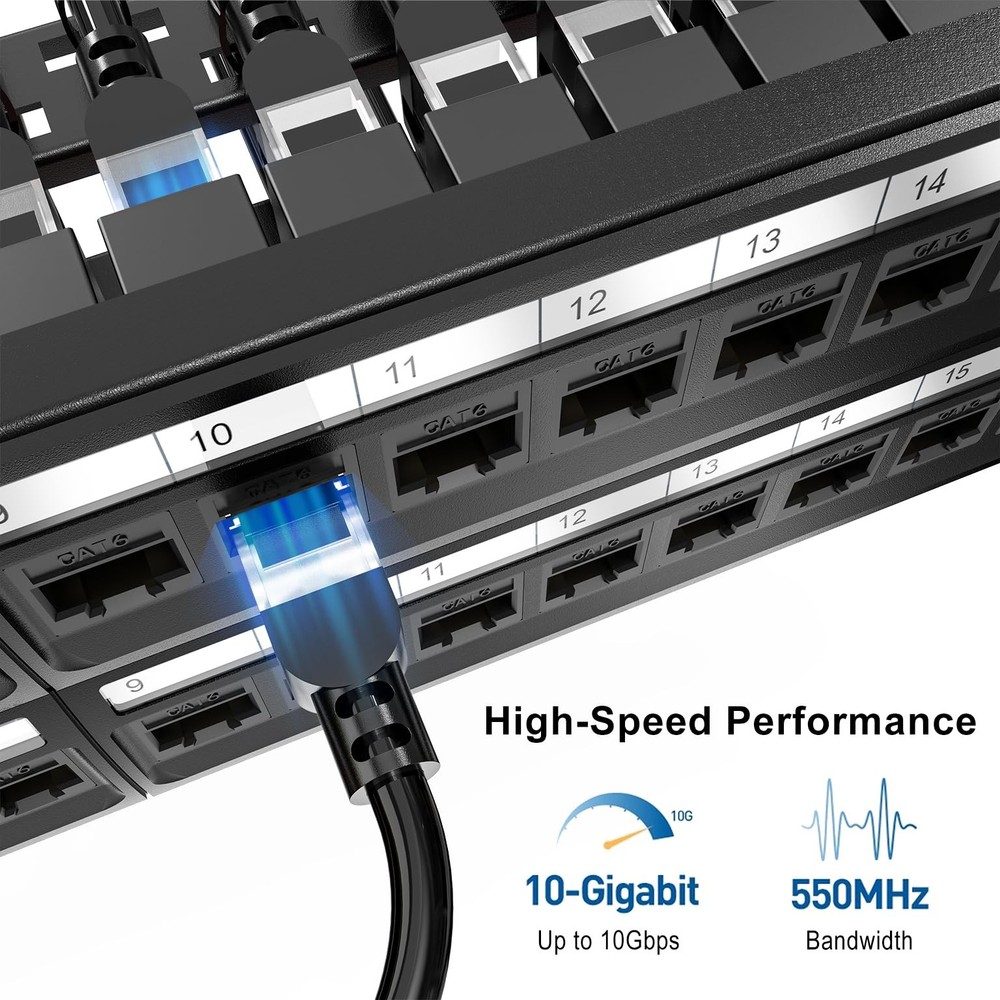 Jadaol [UL Listed] 48 Port Patch Panel Rackmount or Wall Mount 19-Inch, 2U Ca...
