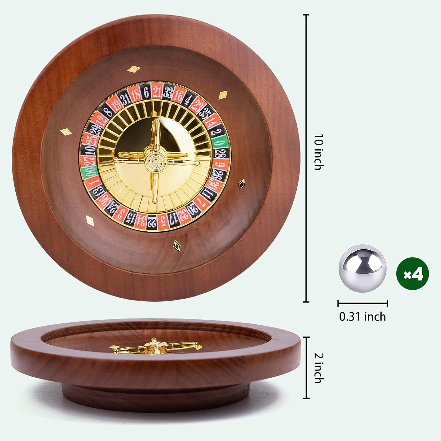 10 Inch Wooden Roulette Wheel,Professional Solid Wood Casino Roulette Wheels for