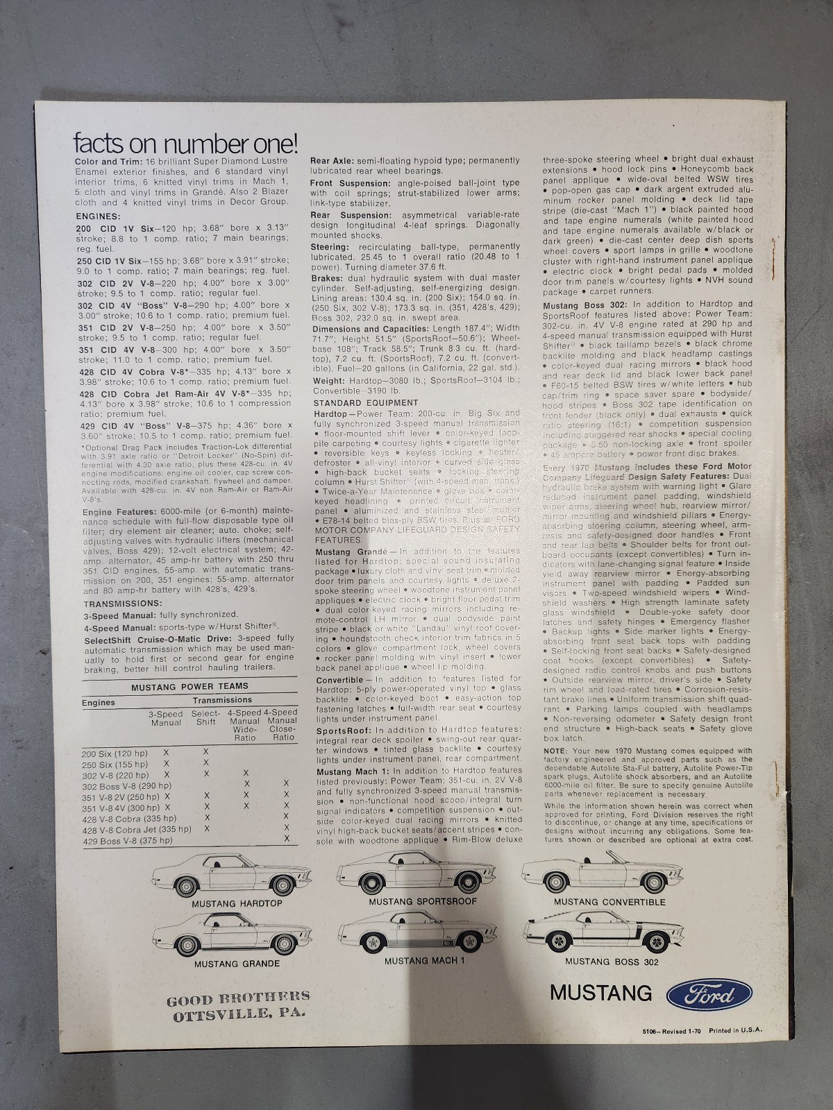1970 Ford Mustang Sales Brochure