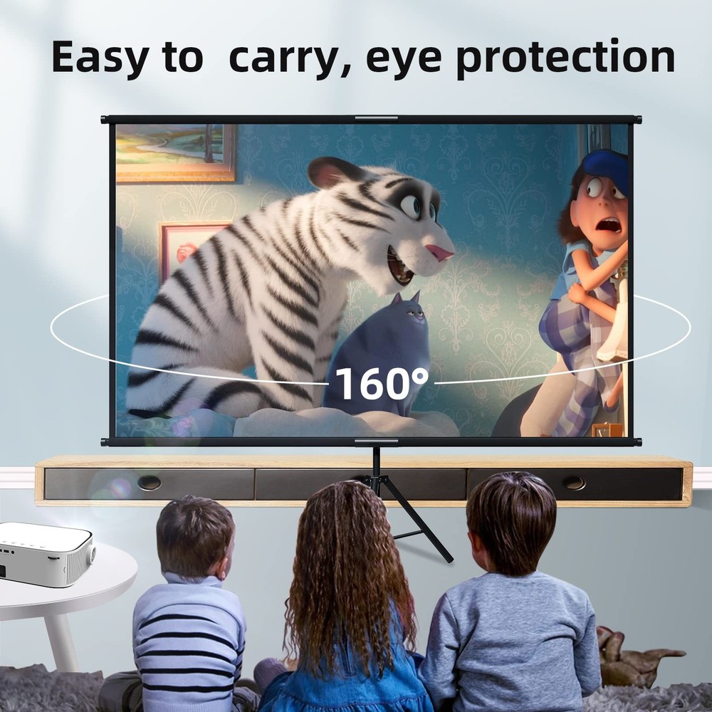 60 Inch Portable Projector Screen with Tripod Stand, Compact Mobile Projectio...