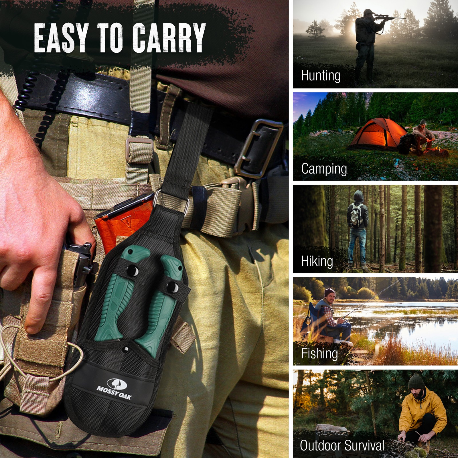 MOSSY OAK 4PC Hunting Field Dressing Kit Hunting Knife Set W/Sheath Perfect Gift