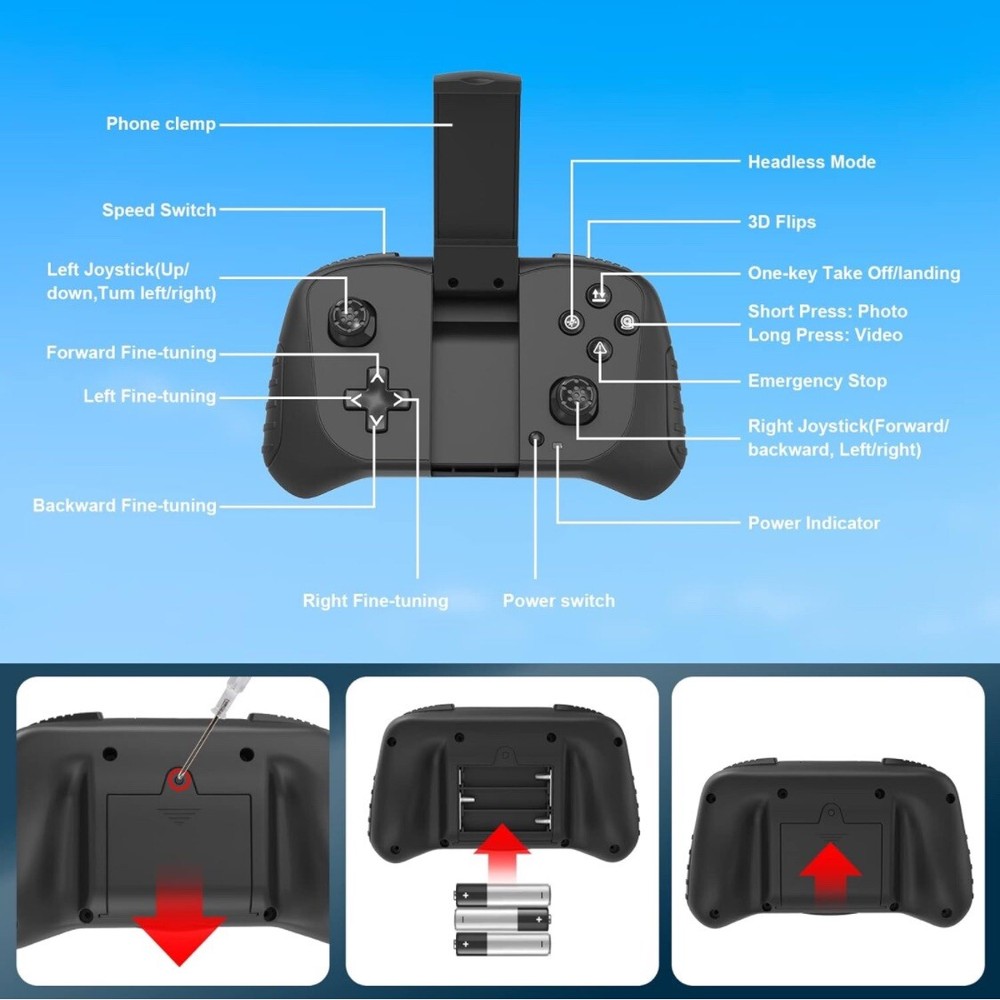 Drone with Camera- 1080P HD FPV Camera 90 Adjustable Lens 360 Flips