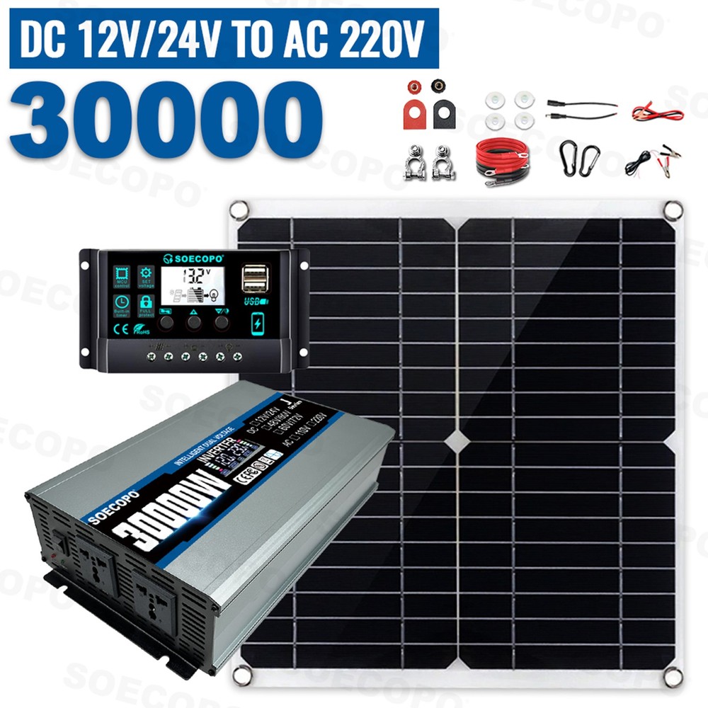 30000W High-Efficiency Solar Energy System | 300W Panel + Controller + Inverter