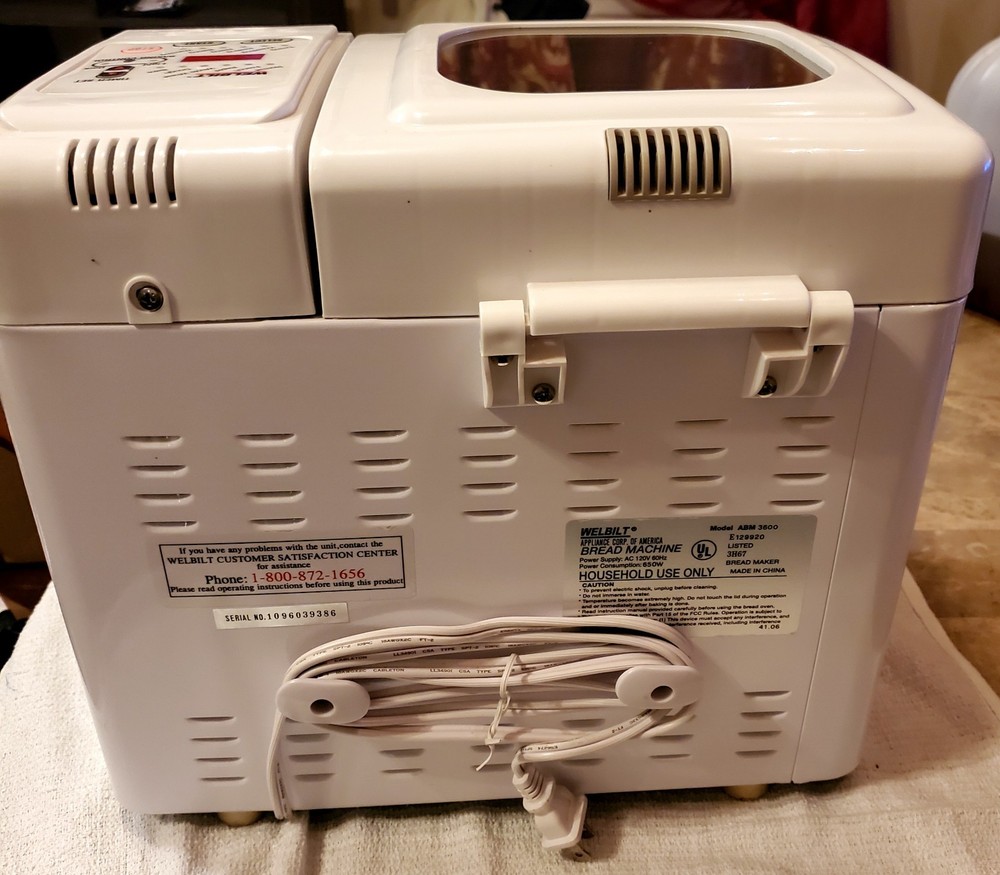 WELBILT The Bread Machine & Dough Maker ABM 3600 Bread Maker TESTED WORKS