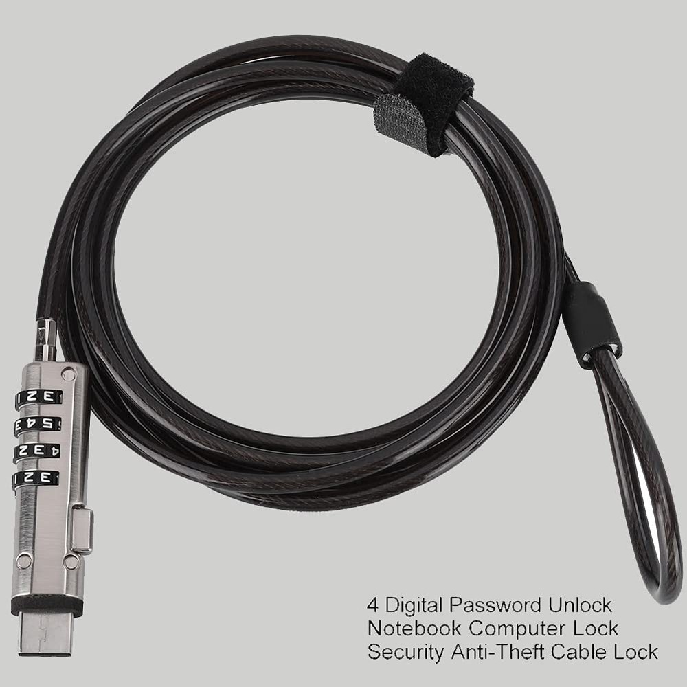 Laptop Cable Locks Combination Lock 4 Digital Password Security Anti...
