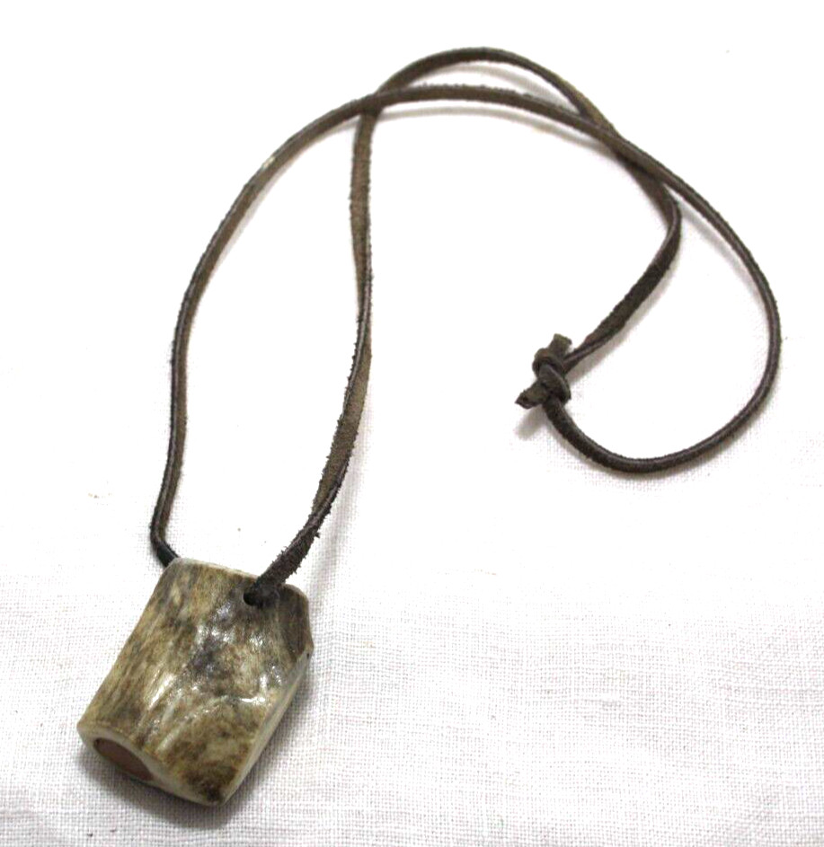 Antler Whistle on Leather Strap