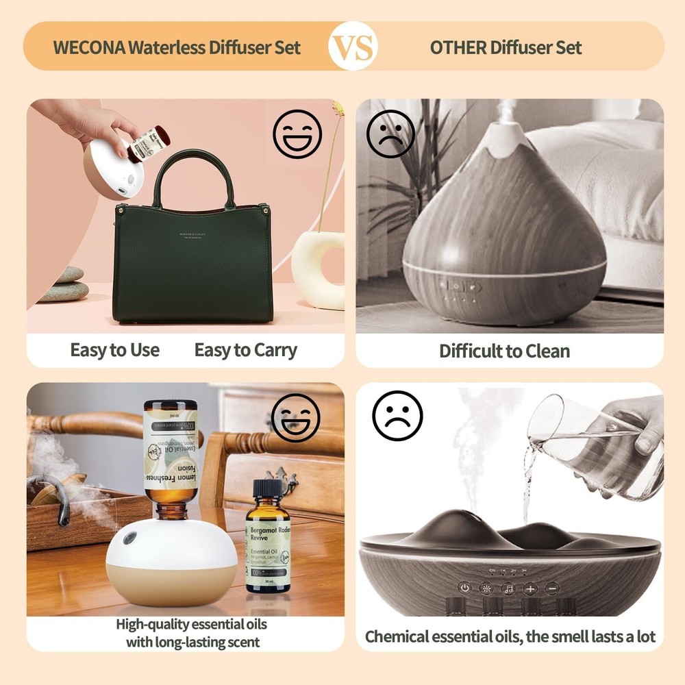 Rechargeable Waterless Oil Diffuser - 2 Mist Modes Essential Oil Di... Fast Ship