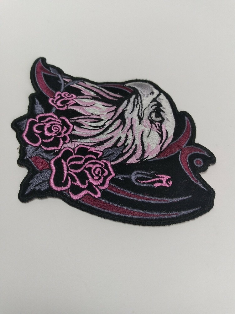 LADIES GLITTER EAGLE PINK ROSES EMBROIDERED Iron On PATCH