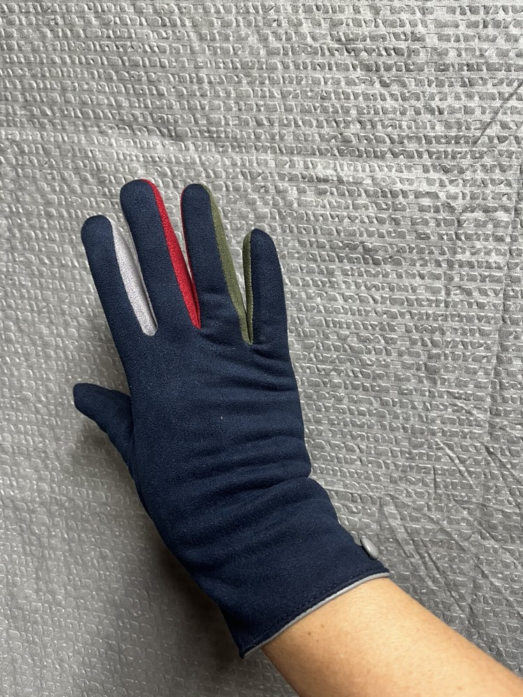 Suede Driving Gloves Navy Blue Multi-color