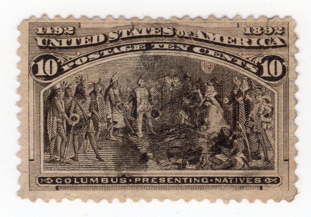 Scott #237 Columbus Presenting Natives Single Stamp - used