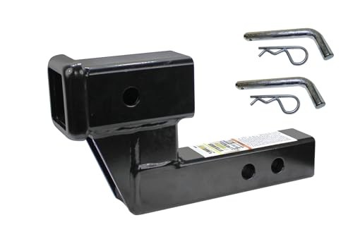 Trailer Hitch Riser for 2" Receivers, 4" Rise or Drop Solid‑Steel Shank with