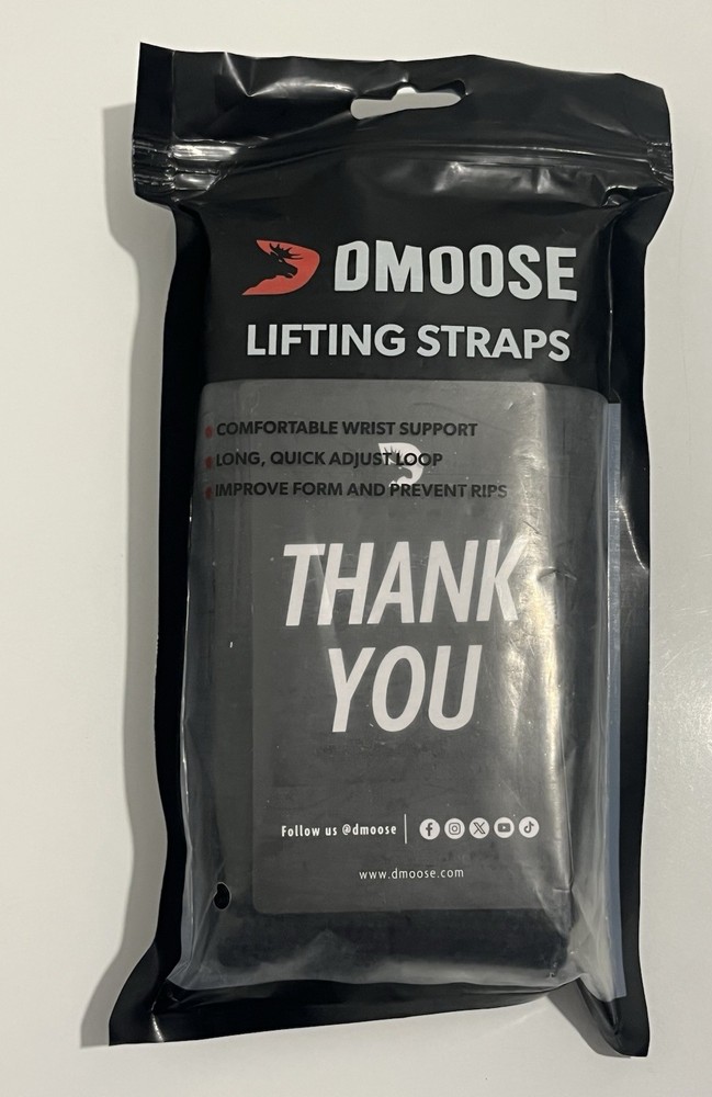DMoose Powerlifting Straps Weight Lifting Straps Black