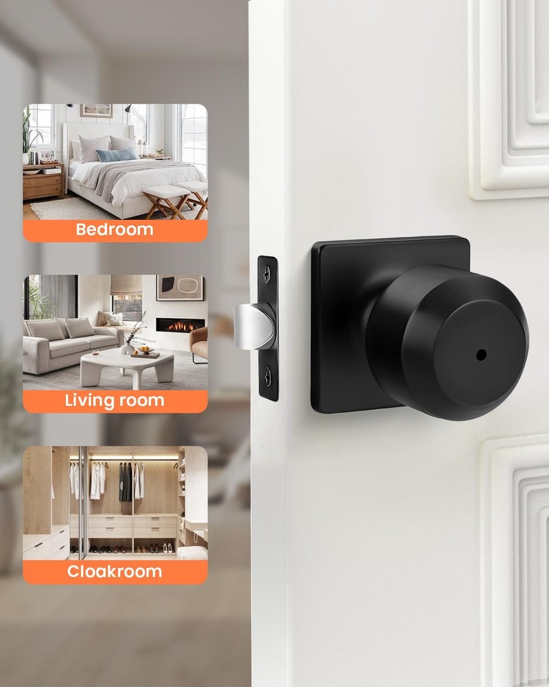 Haidms 6 Pack Black Door Knobs Interior, Privacy Interior Privacy,