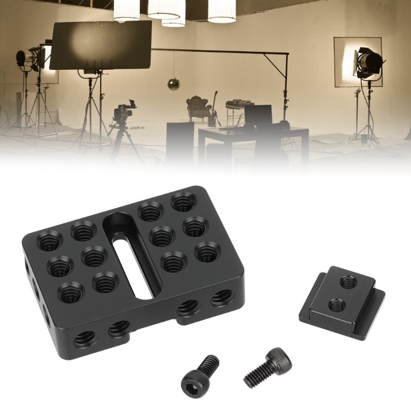 Lightweight Camera Cheese Plate Hot Shoe Adapter MultiHole Base 1/4Inch Thread