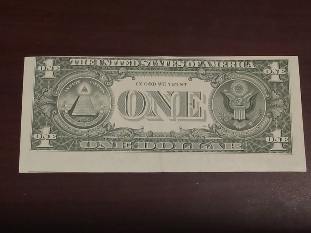 1995 $1 Bill - REVERSE Cutting Error / Misaligned Cut - High Grade! Choice AU