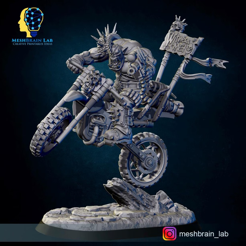3D Printed Wasteland Biker Orks by Meshbrain Labs