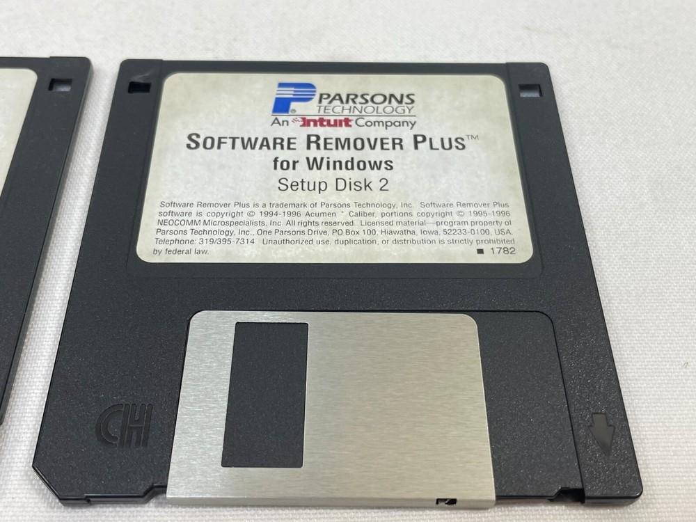 Vintage 1996 Parsons Technology Software Remover Plus for Windows 3.5" Floppy