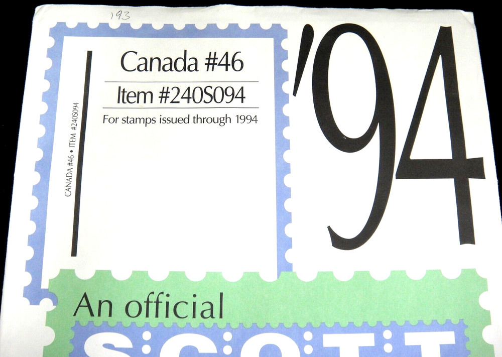 Scott Canada 1994 Stamp Album Supplement #46 240S094 NOS